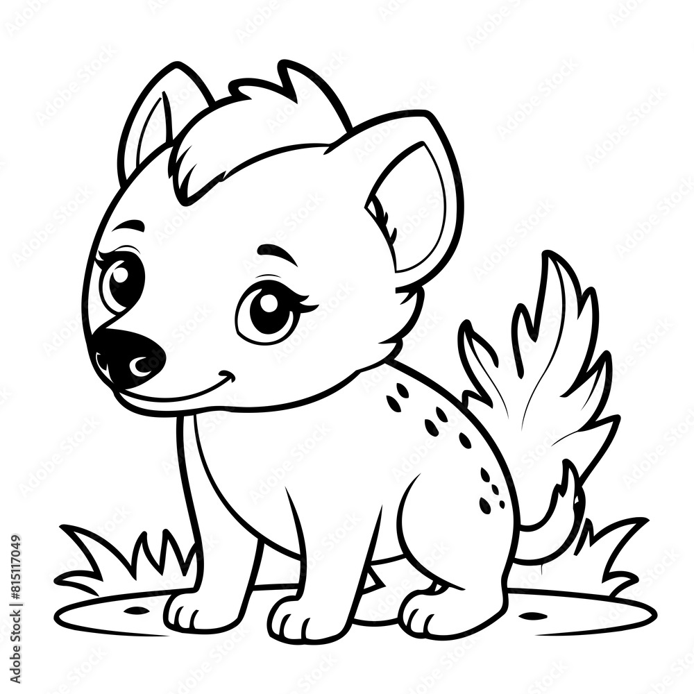 Obraz premium Vector illustration of a cute Hyena doodle for children worksheet