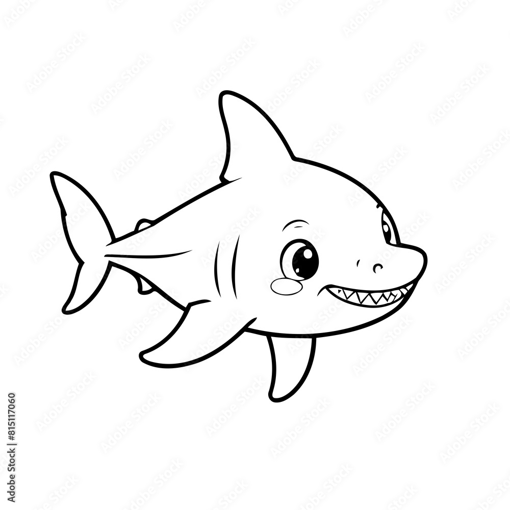 Vector illustration of a cute Shark doodle for kids coloring worksheet Vector illustration of a cute Shark doodle for kids coloring worksheet