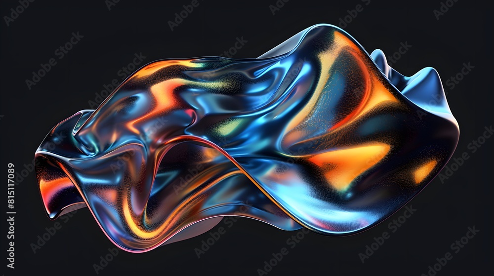 Obraz premium Glass Bold holographic liquid metal shape isolated