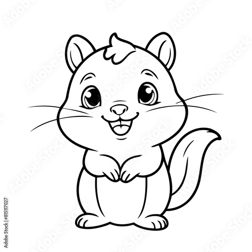 Vector illustration of a cute Chipmunk doodle for toddlers coloring activity
