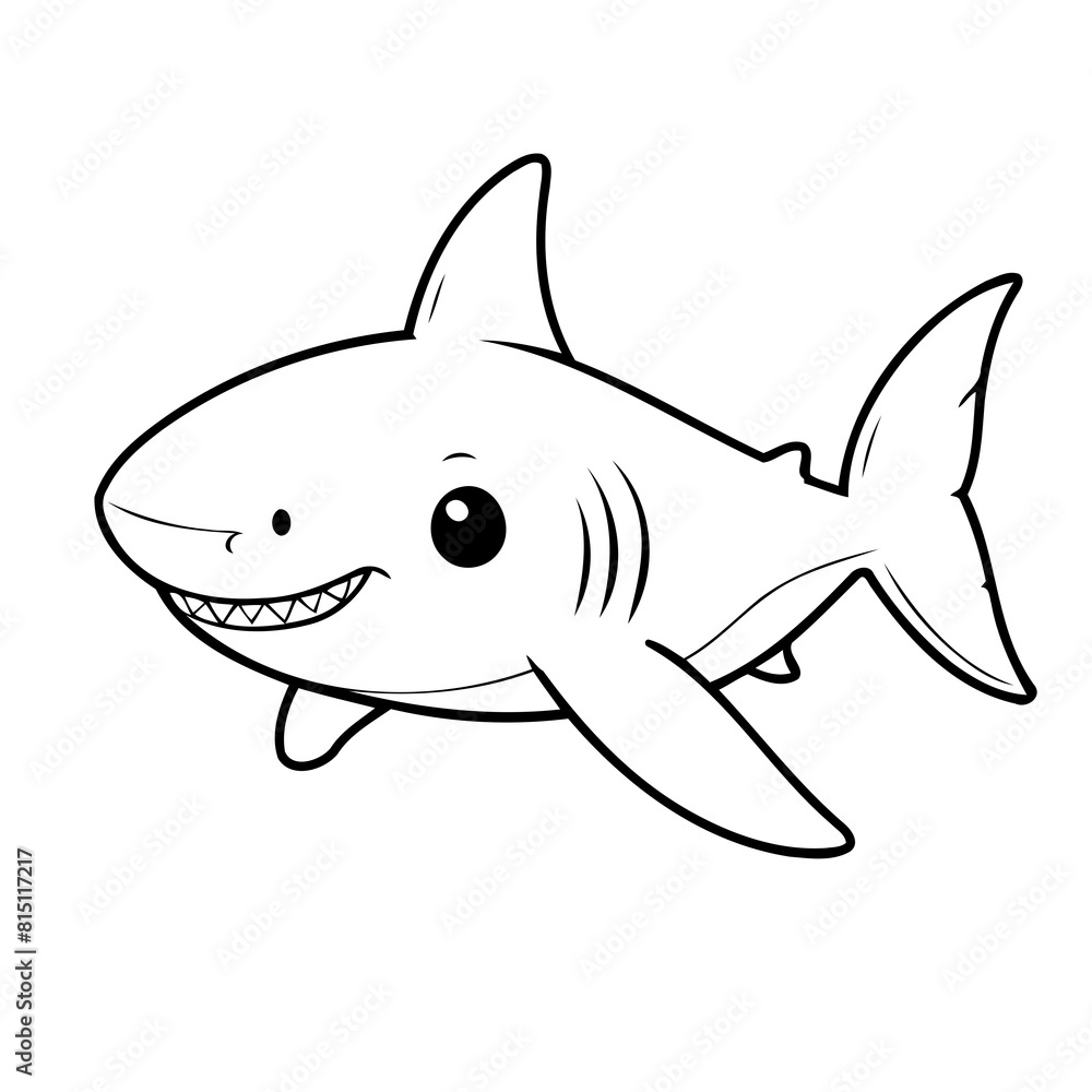 Simple vector illustration of Shark drawing for toddlers colouring page Simple vector illustration of Shark drawing for toddlers colouring page