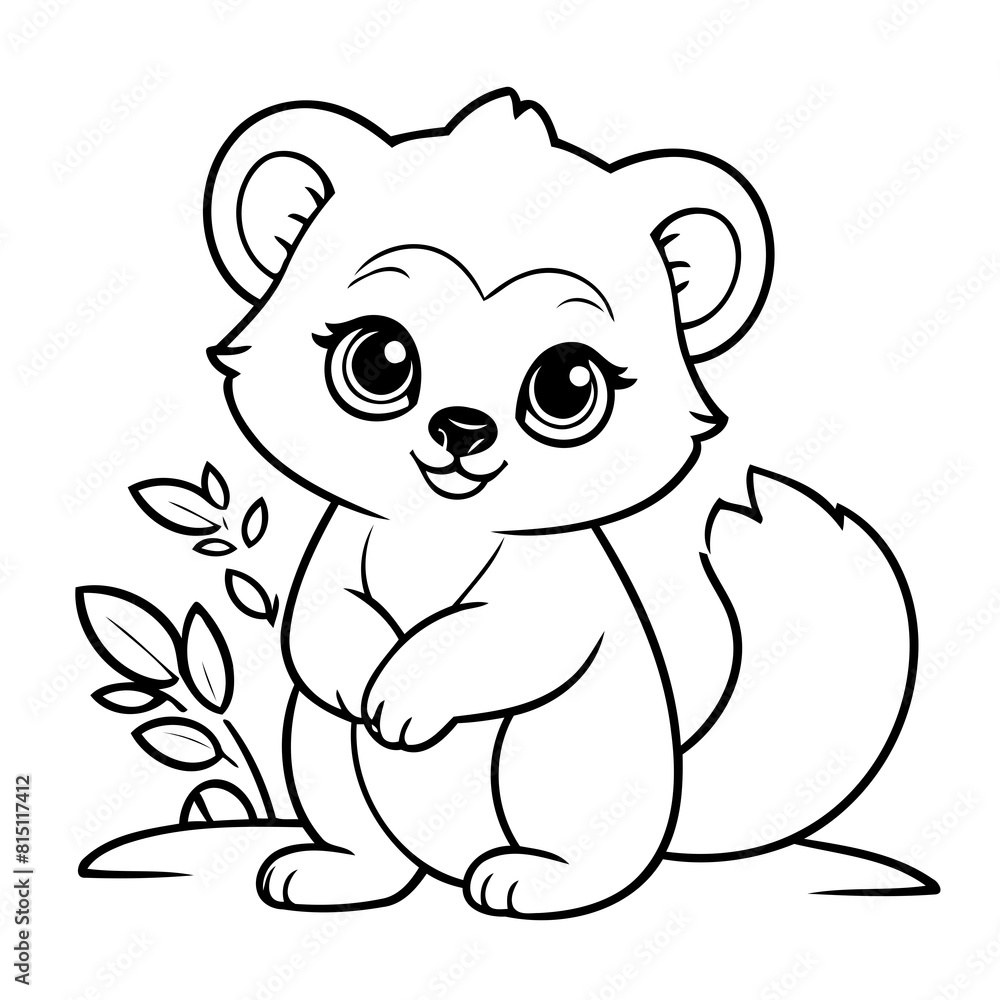 Simple vector illustration of lemur drawing for kids page Simple vector illustration of lemur drawing for kids page