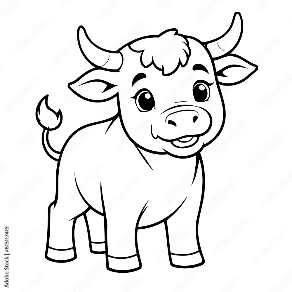 Simple vector illustration of bull drawing for toddlers book Simple vector illustration of bull drawing for toddlers book