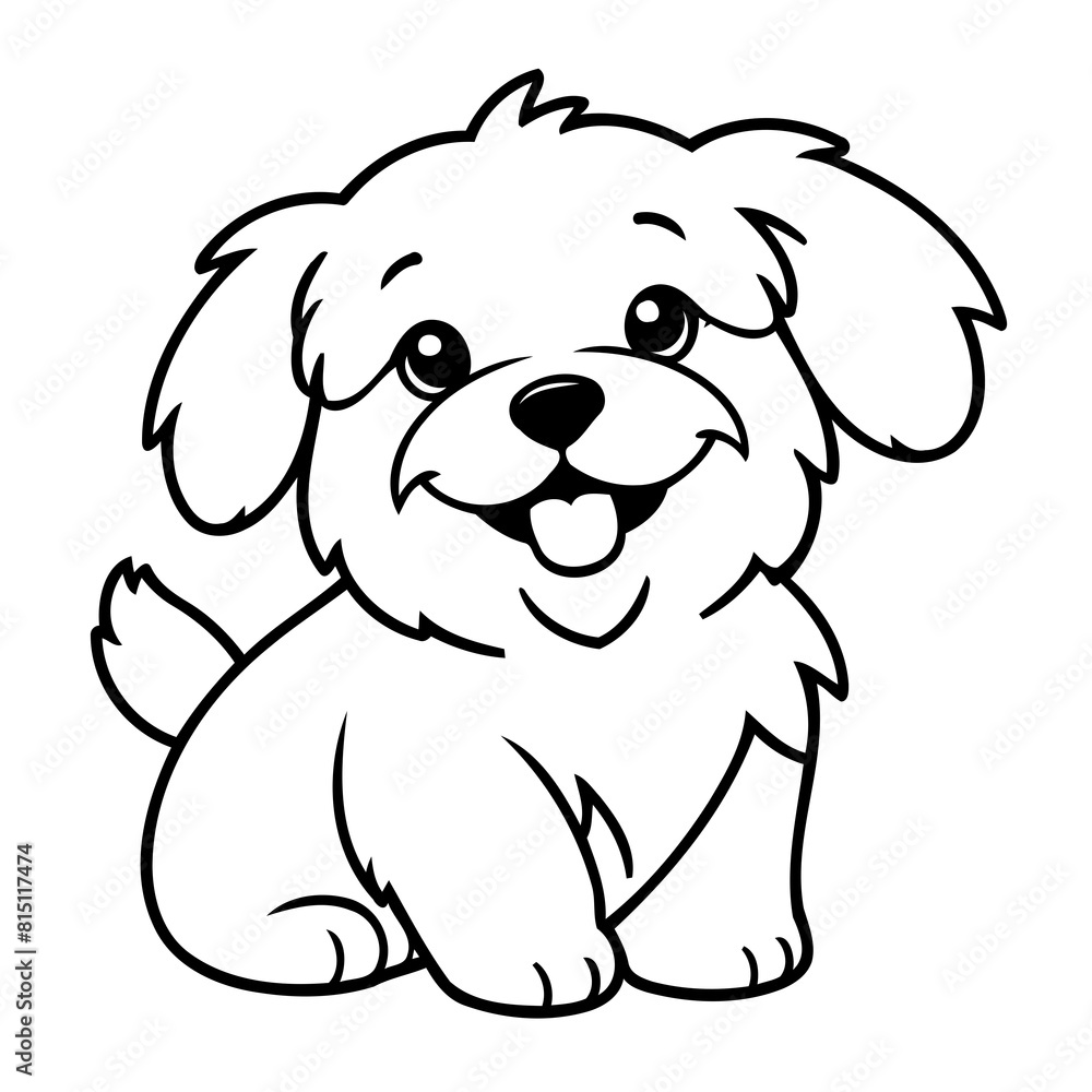 Fototapeta premium Cute vector illustration Havanese drawing for toddlers book