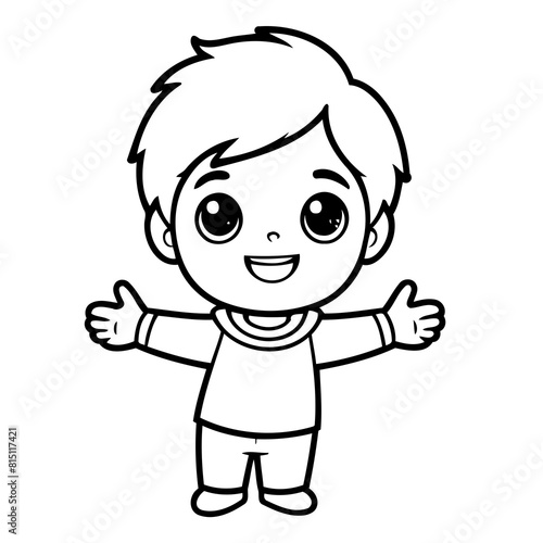 Cute vector illustration Boy for toddlers colouring page