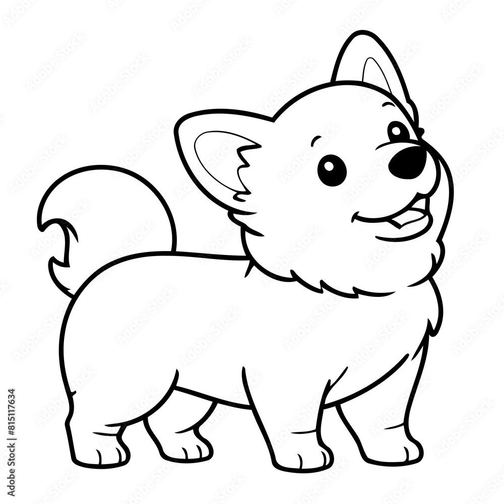 Cute vector illustration WelshCorgi doodle for toddlers colouring page Cute vector illustration WelshCorgi doodle for toddlers colouring page