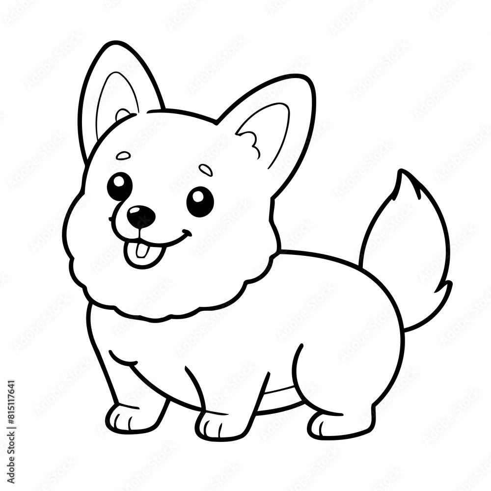 Simple vector illustration of WelshCorgi drawing for toddlers book Simple vector illustration of WelshCorgi drawing for toddlers book