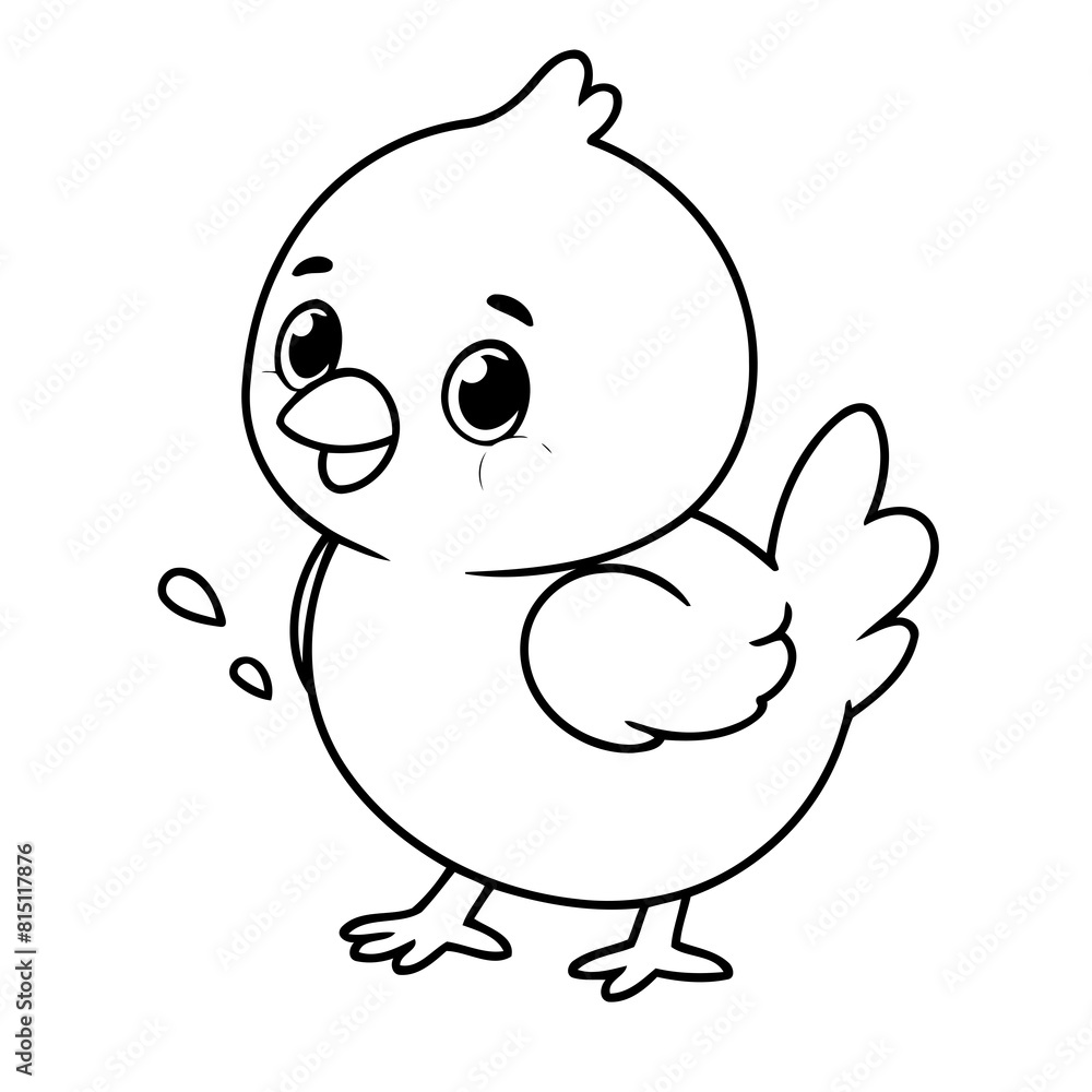 Vector illustration of a cute chick drawing for kids colouring page Vector illustration of a cute chick drawing for kids colouring page