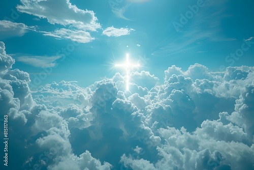 Radiant Cross in Clouds A Vision of Jesus Ascension to Heaven photo