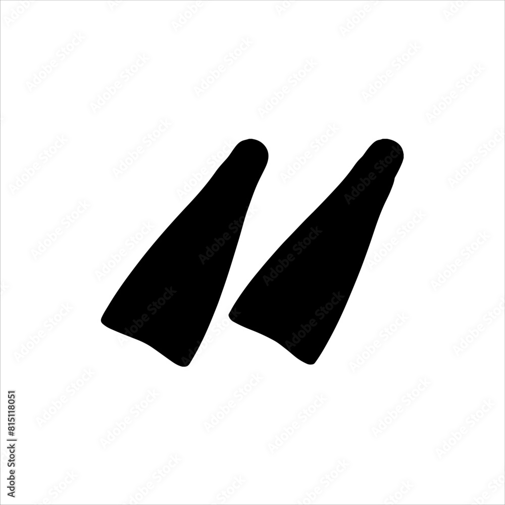 Flippers silhouette isolated on white background. Flippers icon vector illustration.