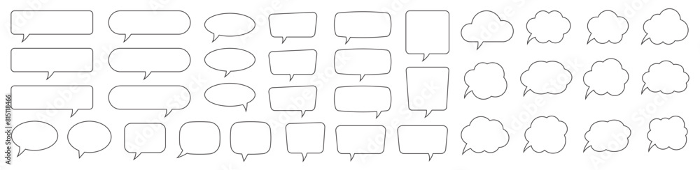 Speech bubble, speech balloon, chat bubble line art icon for apps and websites. Speech bubble, speech balloon, chat bubble line art icon for apps and websites.