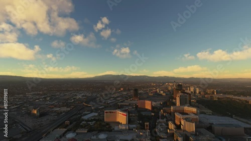 Sunset aerial view of Las Vegas city - Nevada. United States