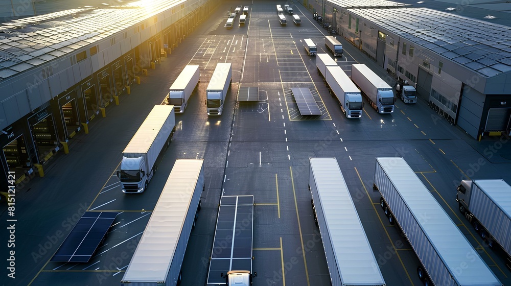 custom made wallpaper toronto digitalAerial view of trucks parked at a logistics center
