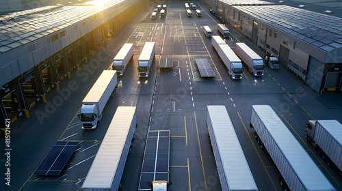 Wallpaper Mural Aerial view of trucks parked at a logistics center Torontodigital.ca