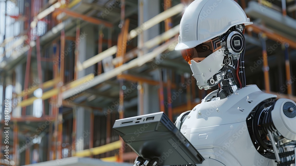 The robot is inspecting the construction site The robot is inspecting the construction site