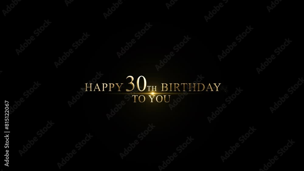 Golden 30th birthday greetings, alpha channel, 30 years Golden 30th birthday greetings, alpha channel, 30 years