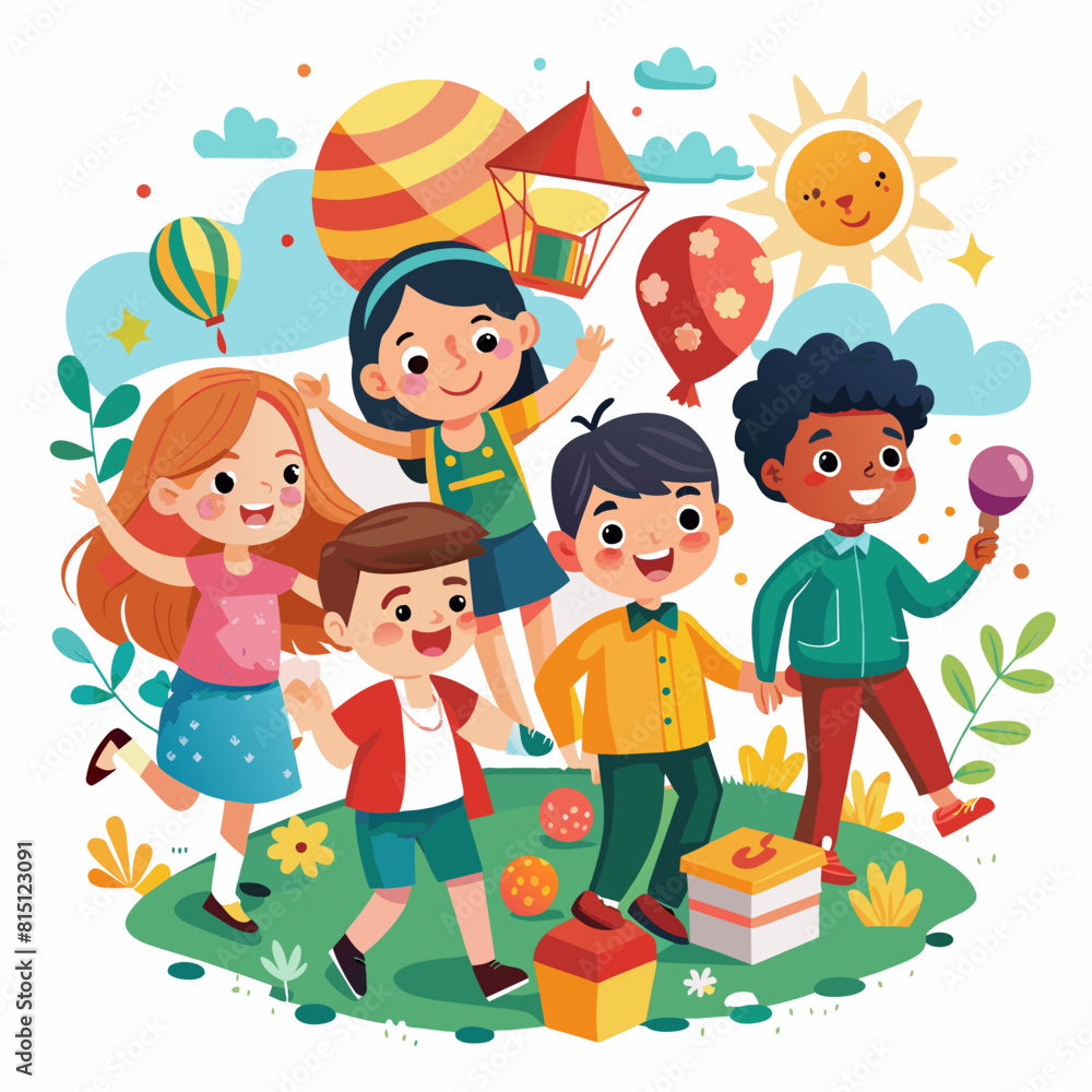 Happy world childrens day illustration 
