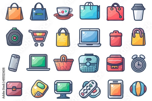 Vibrant Shopping Icons Symbolizing Diverse Categories in Digital Commerce photo
