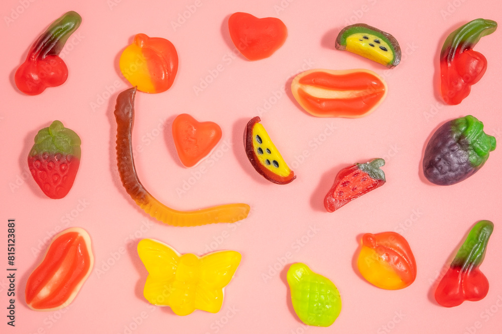 custom made wallpaper toronto digitalJelly candies on pink background.