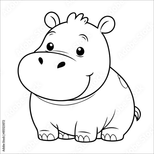 Hippo Coloring Page Drawing For Children © meastudios