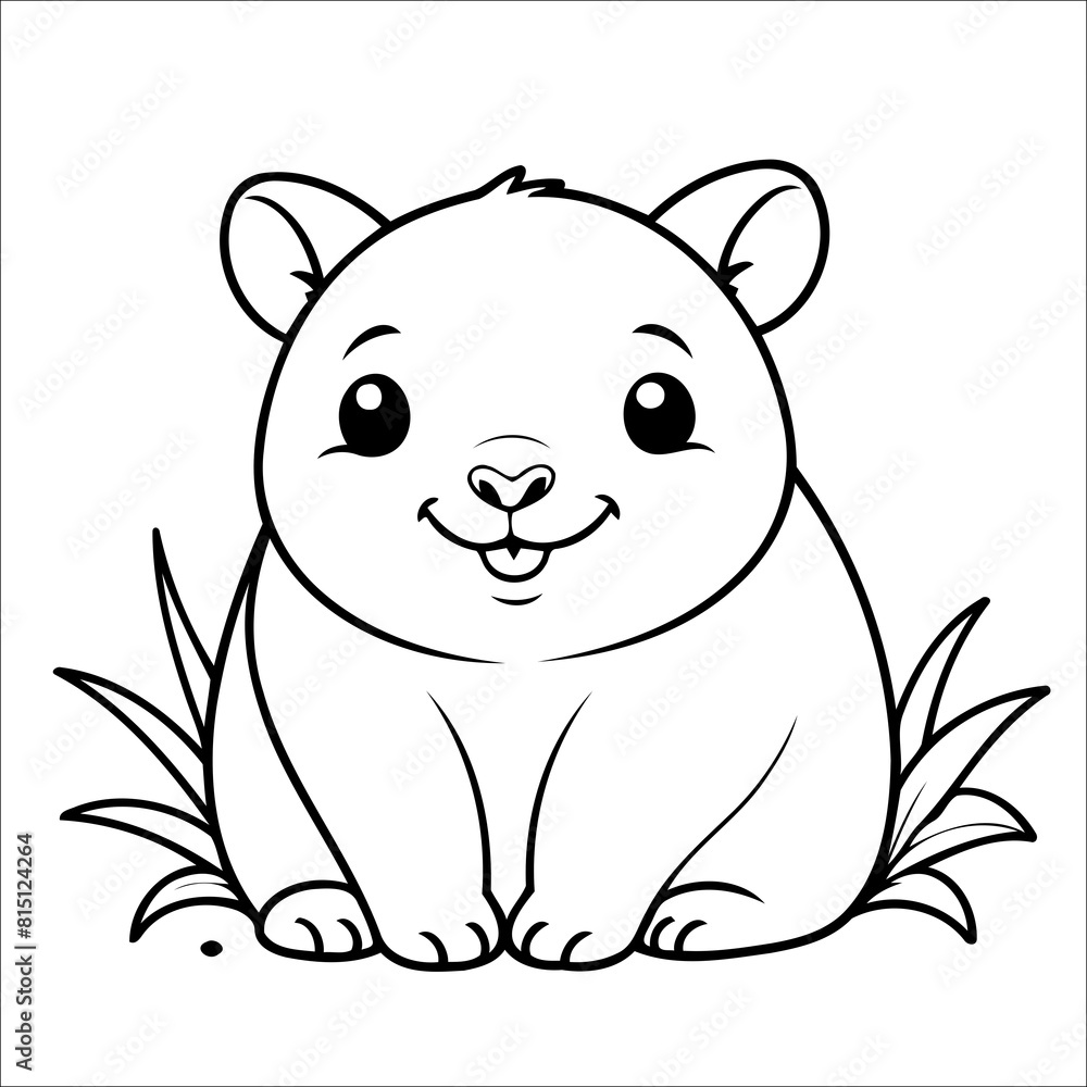 Fototapeta premium Cute Wombat Coloring Page For Kids