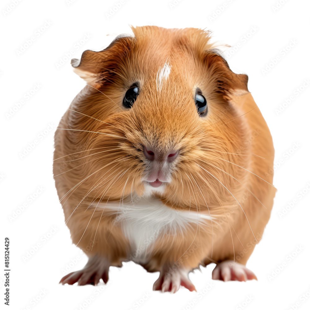 A brown and white guinea pig stands on a Png background, a guinea pig isolated on transparent background A brown and white guinea pig stands on a Png background, a guinea pig isolated on transparent background