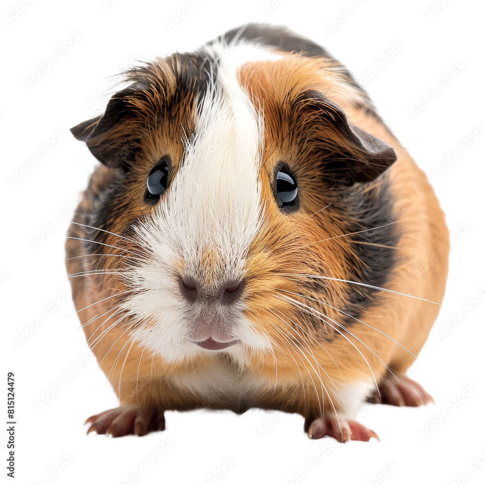 A brown and white guinea pig stands on a Png background, a Beaver Isolated on a whitePNG Background A brown and white guinea pig stands on a Png background, a Beaver Isolated on a whitePNG Background