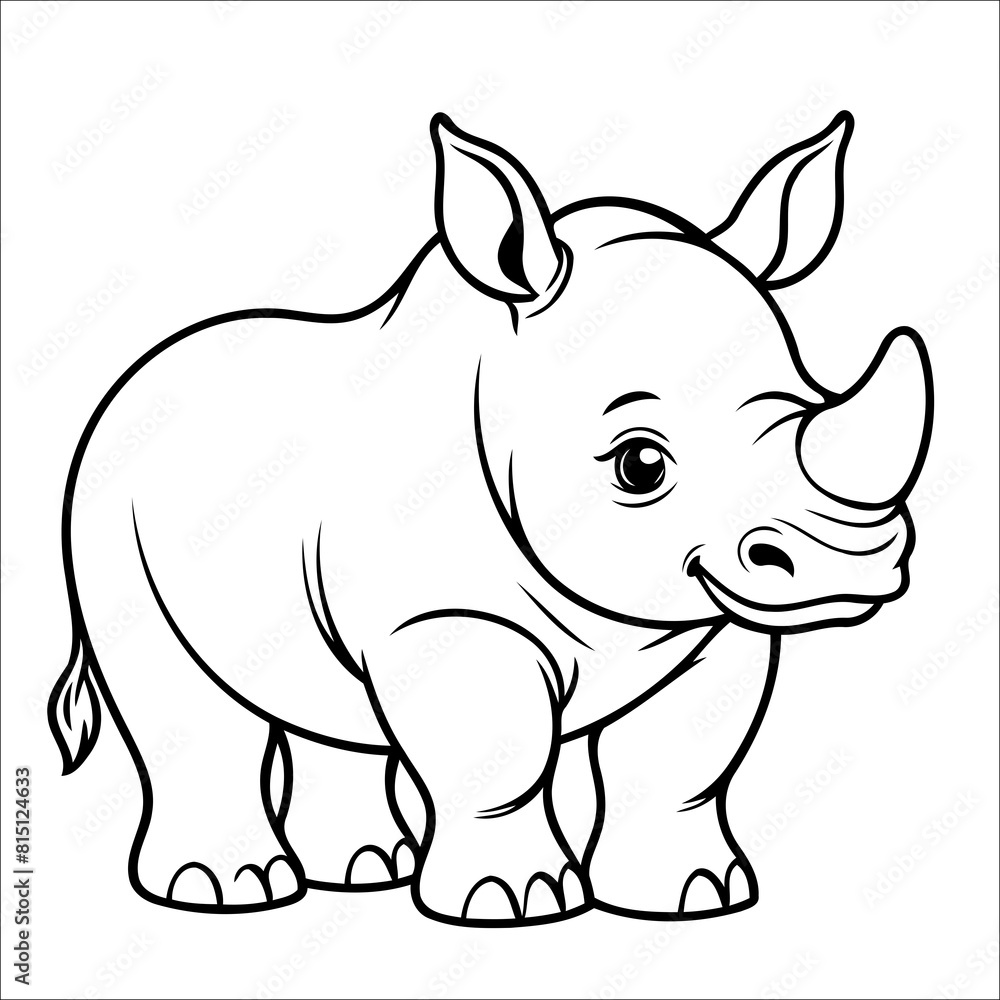 Naklejka premium Cute Rhino Coloring Book For Kids