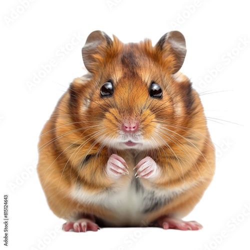 A hamster is seated in front of a plain Png background, a Beaver Isolated on a whitePNG Background