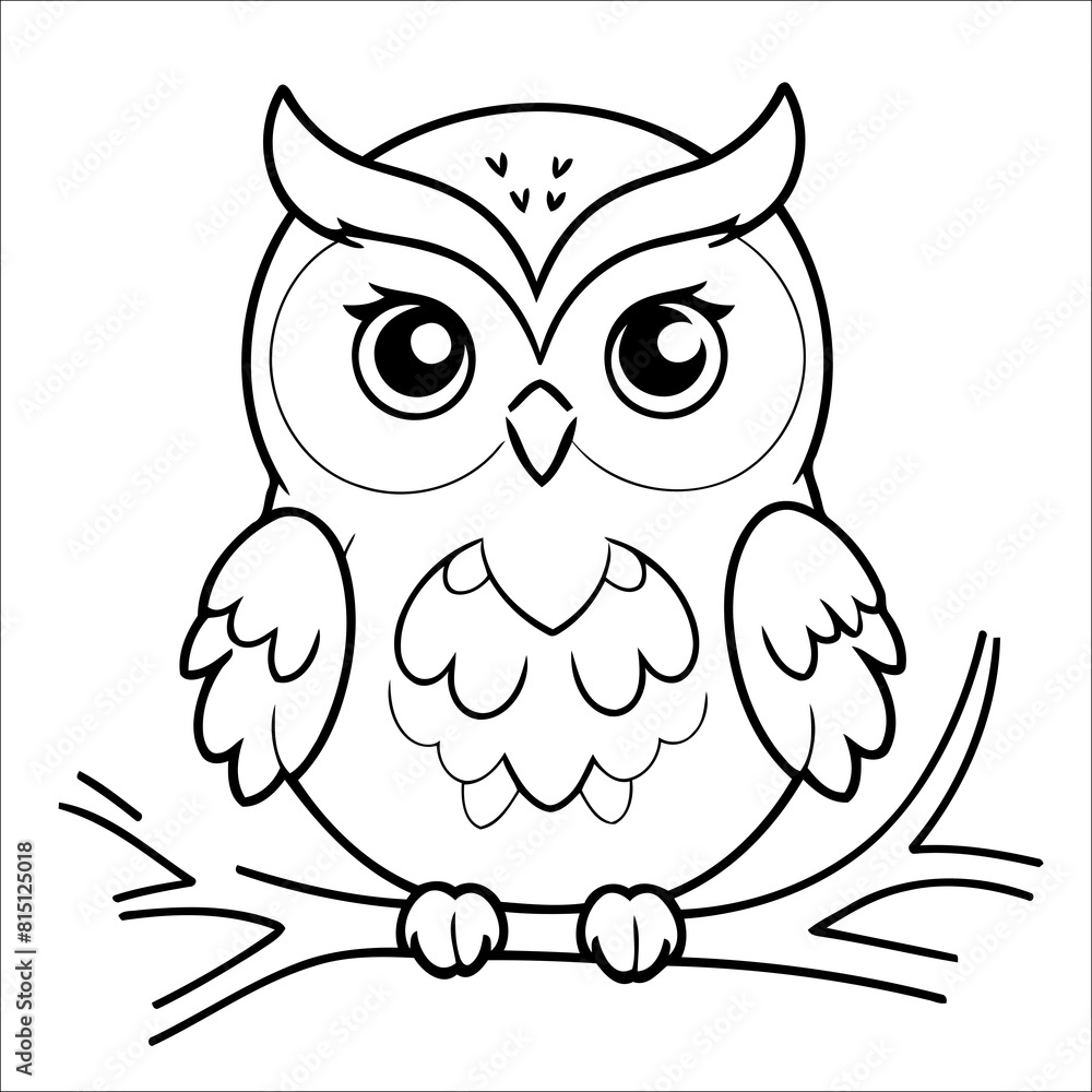 Fototapeta premium Cute Owl Coloring Book For Kids
