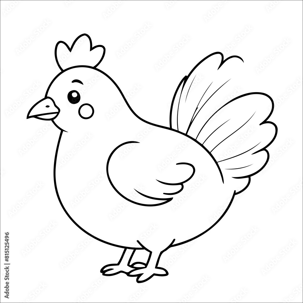 Fototapeta premium Cute Hen Coloring Page For Children