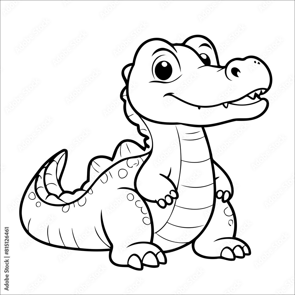 Fototapeta premium Cute Alligator Coloring Page For Toddlers