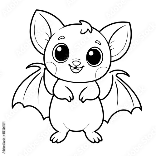 Cute Bat Coloring Page For Kids