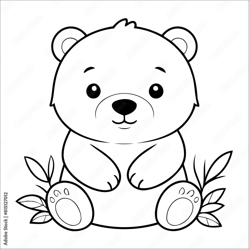 Fototapeta premium Bear Coloring Book Drawing For Kids