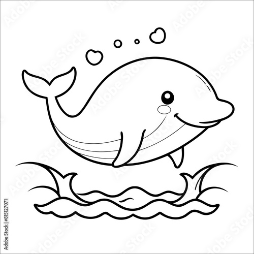 Whale Breaching gracefully Vector Coloring page for Kids