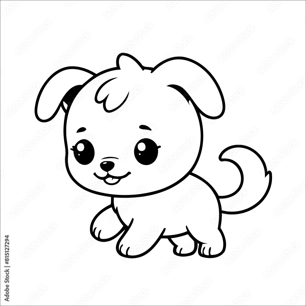 Fototapeta premium Puppy Chasing its Tail Coloring page for Toddlers