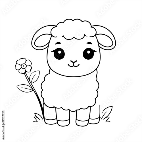 Sheep Clutching a Delicate Vector Coloring page for Kids