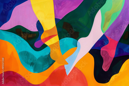 human body parts abstracted into landscapes, fine art, modern design, modern color palettecolorful background