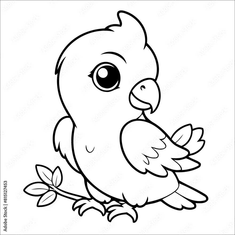 Fototapeta premium Parrot Coloring Book for Kids