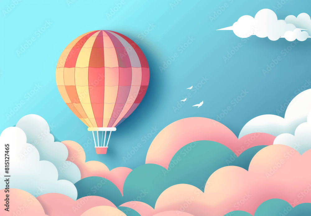 Colorful hot air balloon floating in the sky Colorful hot air balloon floating in the sky