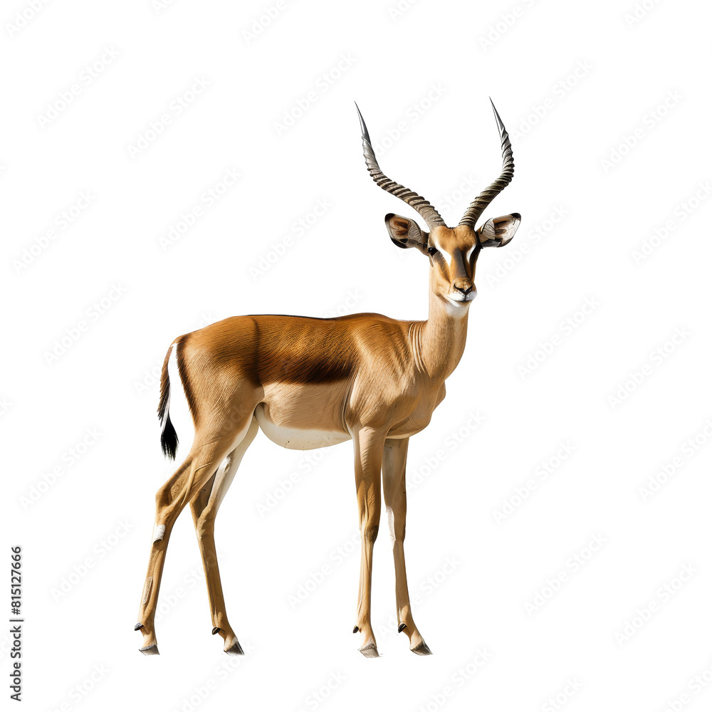 An antelope stands gracefully on a Png background, a impala isolated on transparent background An antelope stands gracefully on a Png background, a impala isolated on transparent background