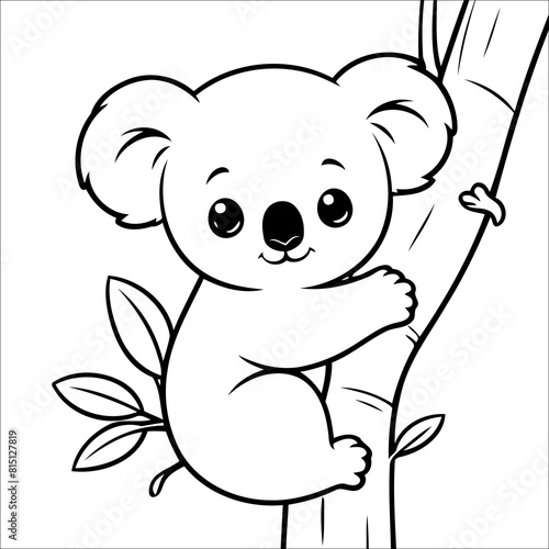 Koala Clinging to a Eucalyptus Vector Coloring page for Kids