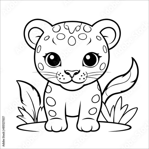 Jaguar Stealthily Prowling Vector Coloring page for Kids