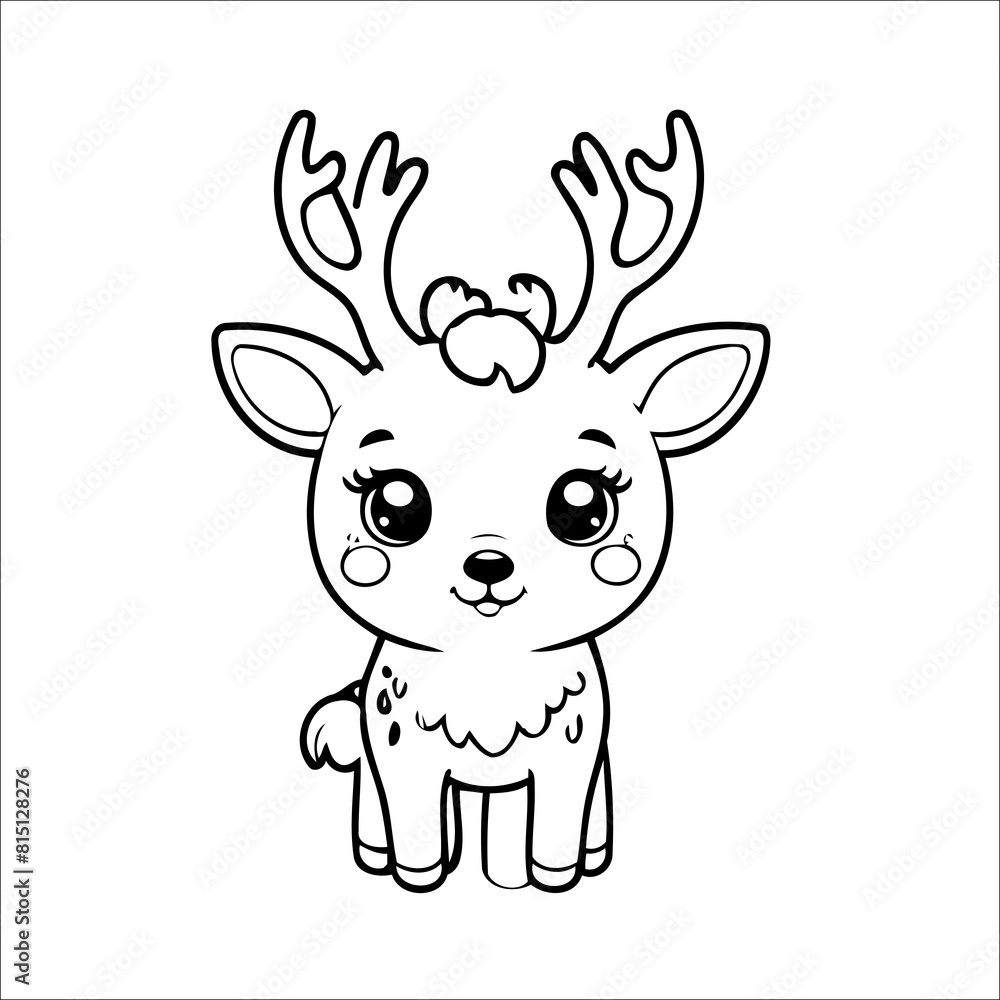 Fototapeta premium Deer Coloring page for Kids