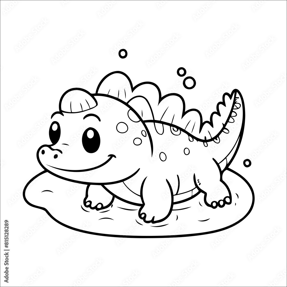 Fototapeta premium Crocodile Floating on the Wate Vector Coloring page for Kids