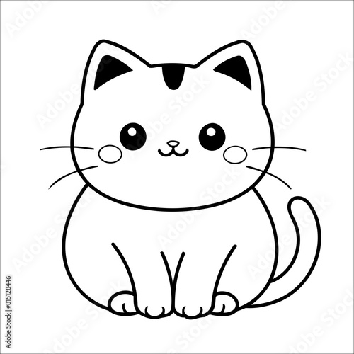 Cat Purring in Sunlight Vector Coloring page for Kids