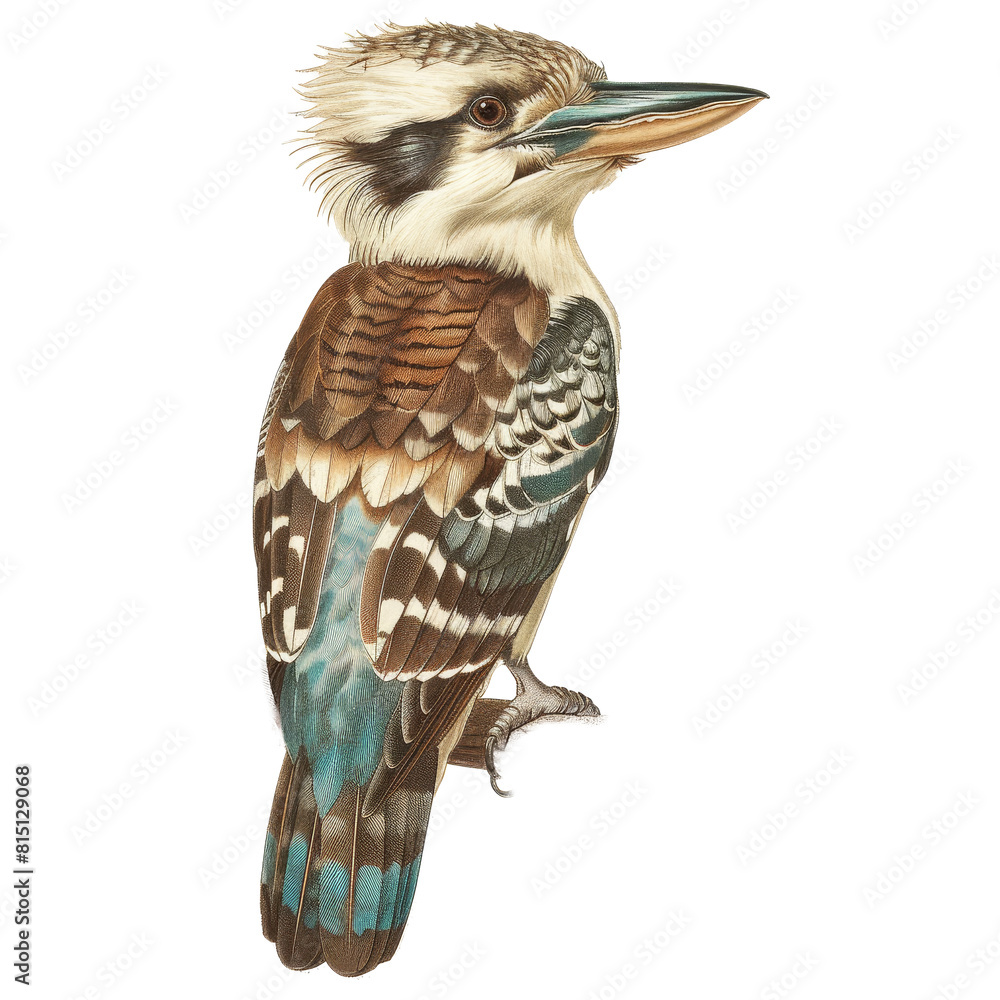 Detailed illustration of a kookaburra bird on a Png background, a kookaburra isolated on transparent background Detailed illustration of a kookaburra bird on a Png background, a kookaburra isolated on transparent background