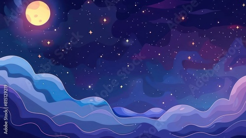 Fantasy starry night sky on space with bright stars illustration background. Generated AI image