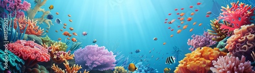 3D vector of a vibrant coral reef with marine life,3D vector illustrations photo