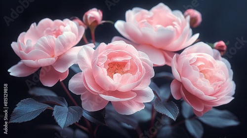 A striking header adorned with lush pink peonies and pristine beautifully against a deep black background  rendered with remarkable clarity in stunning 8k resolution